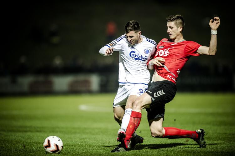 Sejr. Baskim Kadrii (tv) var med fra start hos FCK for første gang, siden han blev alvorligt  knæskadet for et år siden. Han fik de første 45 minutter i Fredericia. 