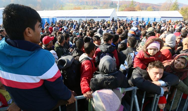 VENTETID. Migranter venter på at kunne kommer over grænsen fra Slovenien til Østrig. 