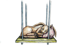 ZZZ. Så lykkedes det. Kaninen sover. Shhh. Tegning fra bogen: Irina Maununen 