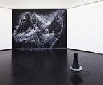 Former. Ingeborg Annie Lindahls 'Skewed nature', skolekridt på sortmalet væg. I forgrunden Pernille Pontoppidan Pedersens skulptur 'Single Dialogue' i blandede materialer. 