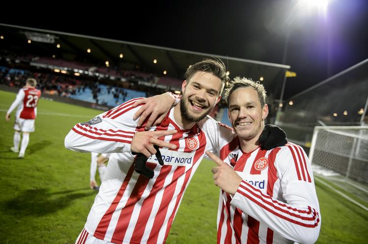 Målmaskiner. Lukas Spalvis (tv)  og Thomas Enevoldsen er oppe på hhv. 13 og 7 mål i denne sæson. 