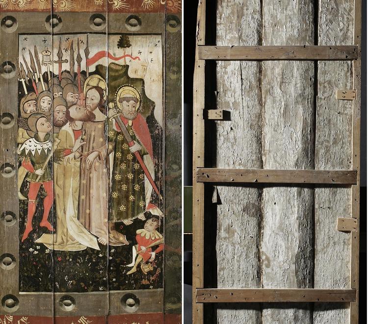 Skjult. Inde bag en krydsfinerplade gemte sig et gammelt maleri af Judas. 