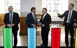 Højrefløjsledere. Konservatives Søren Pape Poulsen, Liberal Alliances Anders Samuelsen, Venstres Lars Løkke Rasmussen og Dansk Folkepartis Kristian Thulesen Dahl ved partilederrunde i forbindelse med seneste folketingsvalg. 