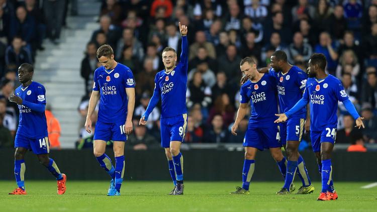 titelkamp. Holdet er stjernen hos Leicester. Men topscorer Jamie Vardy (midt) er nok alligevel en af de vigtigste spillere bag klubbens overraskende førsteplads. 