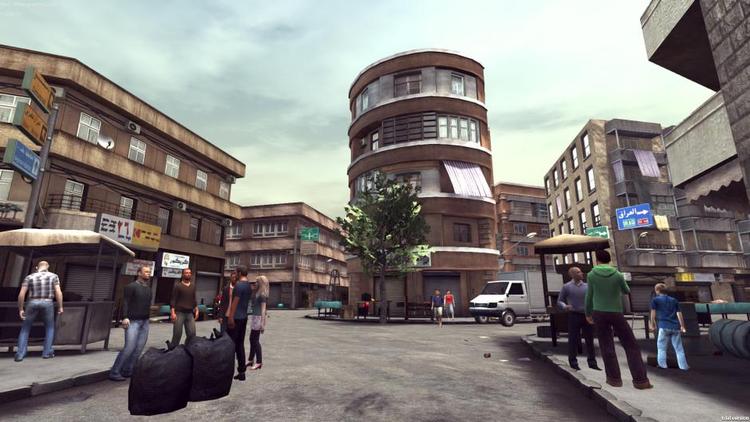 Nedslag. Amerikanske Emblematic Group har lavet en rekonstruktion af et faktisk mortérangreb i Syrien i virtual reality, så seerne kan bevæge sig rundt i støvet. Foto: Emblematic Group 