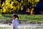 SOMMERLIGT. Løbetur i New Yorks Central Park. Temperaturen er netop nu næsten som på en sommerdag. 