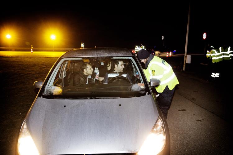 Stop. Dansk grænsekontrol på motorvej E45 i Sønderjylland. 
