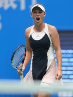 Klasse. Caroline Wozniacki var fejlfri i sit møde med rumæneren. 