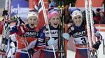 TIL TOPS. Therese Johaug (midt) vandt årets Tour de Ski foran Ingvild Flugstad Østberg og Heidi Weng. Norsk klasse. 