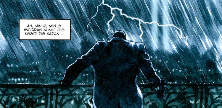 Rockmusiker. Den fordrukne afdankede rockmusiker, Thomas Alsop, indtager rollen som den, der skal beskytte Manhatten, og Palle Schmidt tegner ham fornemt frem. Tegning: Palle Schmidt 