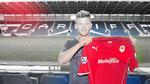 debut. Andreas Cornelius ved præsentationen som Cardiff-spiller tidligere på sommeren. 