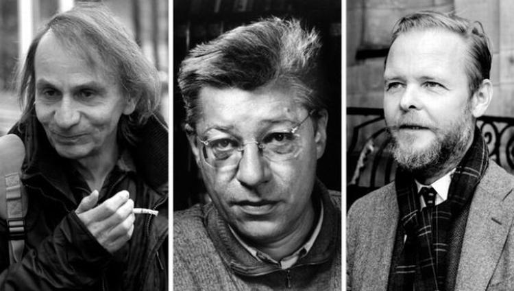 Forskellige. Provokatøren Michel Houellebecq (tv) var på forsiden af Chalie Hebdo, den dag satiremagasinet blev angrebet. Enspænderen Botho Strauss (midt) betragtes af mange som en ener. Til daglig bor han tilbagetrukket fra massesamfundet i Uckermark uden for Berlin. Den flamboyante Christian Kracht (th) var i 2012 udgangspunktet for en stor litteraturdebat. 