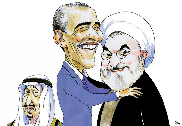 Hakkeorden. Saudi-Arabien bliver må acceptere, at landet rykker et par takker ned i Mellemøstens hakkeorden i forhold arvefjenden Iran, efter at USA og EU har ophævet sanktionerne mod arvefjenden Iran.Tegning. Anne-Marie Steen Petersen 