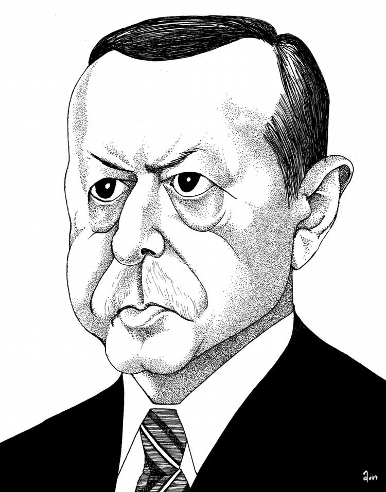 Erdogan. Tegning: Anne-Marie Steen Petersen 