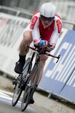 Talentmasse. Ved junioreuropamesterskaberne sikrede Mathias Krigbaum (i billedet) sammen med Mathias Møller Nielsen, Elias Helleskov Busk og Jonas Poulsen Danmark guld i 4 km holdforfølgelsesløb. 