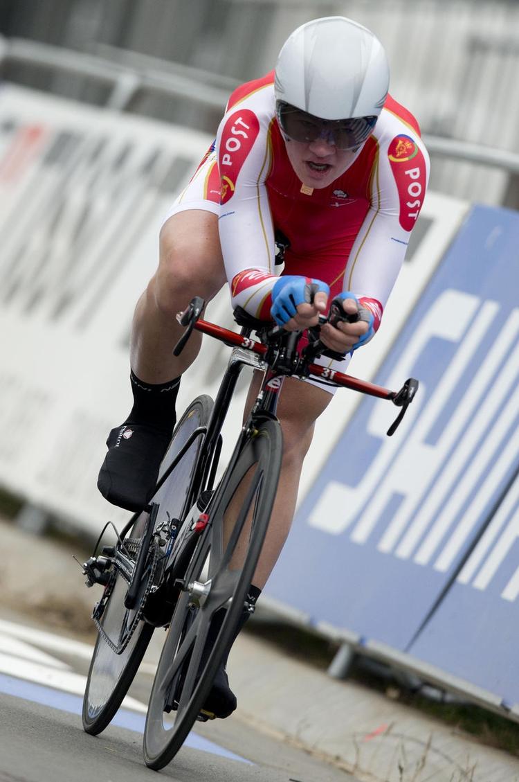 Talentmasse. Ved junioreuropamesterskaberne sikrede Mathias Krigbaum (i billedet) sammen med Mathias Møller Nielsen, Elias Helleskov Busk og Jonas Poulsen Danmark guld i 4 km holdforfølgelsesløb. 