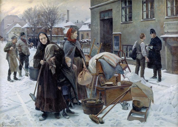 gaden. Erik Henningsens maleri 'Sat ud' fra 1892. Foto: Statens Museum for Kunst 