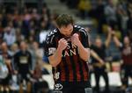 SÅDAN! HC Midtjyllands Jacob Østergaard jubler, da sejren over Team Tvis Holstebro er hjemme. 