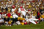 1967. Kansas City Chiefs' quarterback Len Dawson (nr. 16) matte vente til 1970, før han kunne triumfere i  Super Bowl. 
