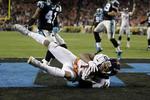 Denver Broncos’ Bennie Fowler scorer to point i anden halvleg. 