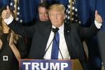 En glad Danald Trump efter sin valgsejr i New Hampshire. 