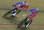 Verdensmester. Cavendish (th) vandt VM-guld på banen med Bradley Wiggins (tv) i 2008. Men parret floppede samme år ved OL. 