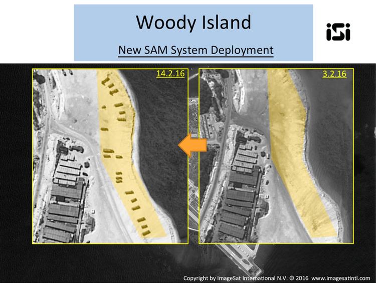 Optrapning. Billeder frigivet af ImageSat viser angiveligt kinesiske missiler på Woody-øen. 