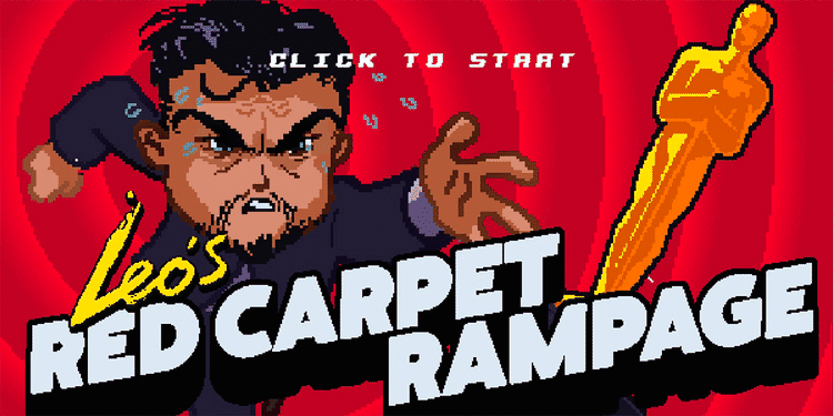 8-BIT. Nu kan du hjælpe Leonardo DiCaprio med at få sin første Oscar. Men det kan kun ske i et 80'er-retrospil på nettet, der hurtigt kan blive en tidsrøver (Foto: Screenshot/The Line). 