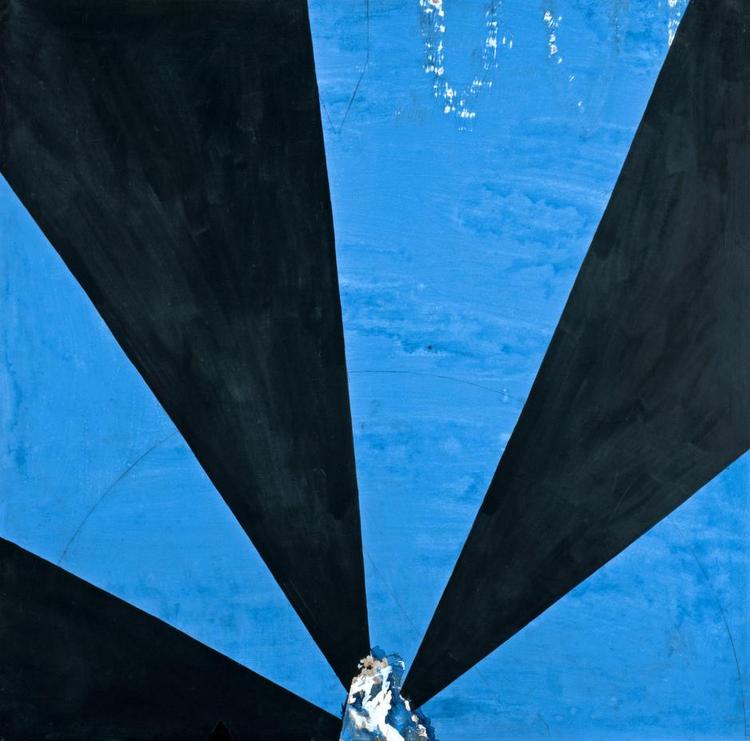 blåt/sort. Et af Per Kirkebys værker fra slutningen af 60'erne. 'Uden titel', 1967. 