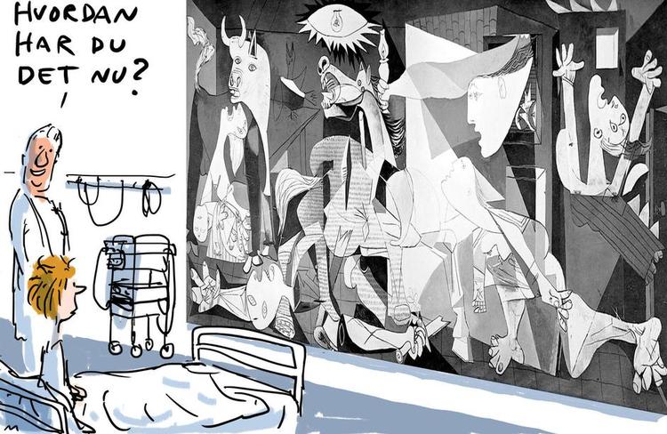 Kulturindsprøjtning. Både kultur- og sundhedsvæsenet i Danmark er præget af konservatisme, siger eksperten Anita Jensen. Tegning: Mette Dreyer 