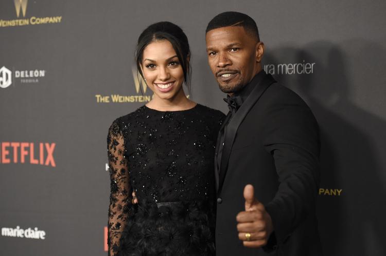 Oscars. Jamie Foxx og datteren Corinne Foxx til The Weinstein Company og Netflix Golden Globes afterparty i januar i år. 