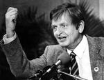 Mysteriet. Olof Palme holder tale i 1985, et halvt år før drabet på ham. Foto: Thor Lindgren 