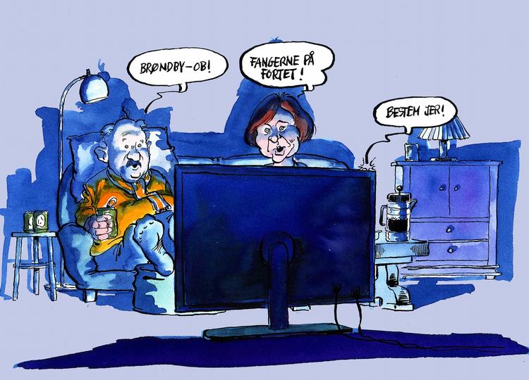 Streaming. Seks procent af danskerne har allerede droppet tv-kablet og nøjes med at streame film og tv. Tegning: Roald Als (Arkiv) 