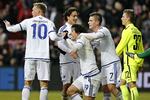 Måååååål. Santander (i midten) og Jørgensen (tv) scorede de to mål for Superligaens tophold. 