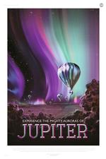REJSEREKLAMER. Nasa's rejsebureau slår her på tromme for Jupiters storslåede nordlys, der er flere hundrede gange kraftigere end Jordens. 