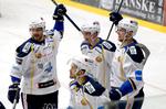 NEJ. Spillerne fra Herning, der her jubler over en scoring i grundspillet mod Rødovre, er ikke helt på linje med DEF. Arkivfoto: Jan Korsgaard 