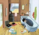 varme. Der er god kemi mellem dyr og mennesker i hhv. Oliver Jeffers og Benji Davies billedbøger. Illustration: fra Benji Davies bog 