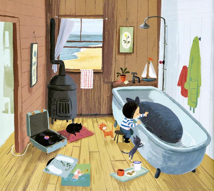 varme. Der er god kemi mellem dyr og mennesker i hhv. Oliver Jeffers og Benji Davies billedbøger. Illustration: fra Benji Davies bog 