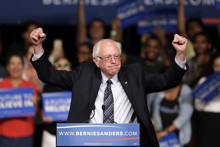 Succes. Bernie Sanders havde ikke planlagt en valgfest i aftes. Til gengæld var han kampklar på et valgmøde tidligere på dagen. 