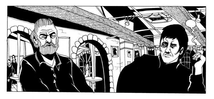 Danmarkshistorie. Med 'Dansker' fuldender Halfdan Pisket historien om sin fars liv. Tegning: Halfdan Pisket 