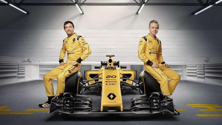 RACEREN. Renault offentliggjorde i dag billeder med farverne på de formel 1-biler, Jolyon Palmer og Kevin Magnussen skal køre i. 