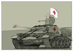 Syrien. Putin har iværksat en tilbagetrækning af russiske styrker i Syrien, efterladende Assad i en styrket position. Han har også flyttet konlfikten fra slagmarken til forhandlingsbordet. Tegning: Per Marquard Otzen 