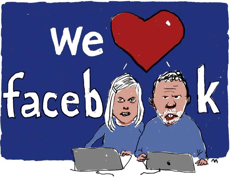 Facebook. Tegning:  METTE DREYER 