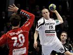 slutspil. Kasper Irmings (th) udlignende scoring i sidste sekund mod Team Tvis Holstebro sendte KIF Kolding København i samme slutspilspulje som modstanderne. 