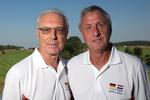 Det umage par - Franz Beckenbauer og Johan Cruyff ses her i selskab med hinanden ved golfturneringen, Winston Senior Open. 