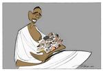 Obama. Nordens ledere skal udnytte besøget hos præsidenten. Tegning: Per Marquard Otzen 