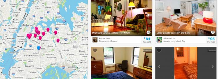 BOLIGUDLEJNING. Airbnb lader kunderne finde ledige lejligheder, hvis ejere udlejer dem i korte perioder. Her ses lejligheder i New York, som kan benyttes. 