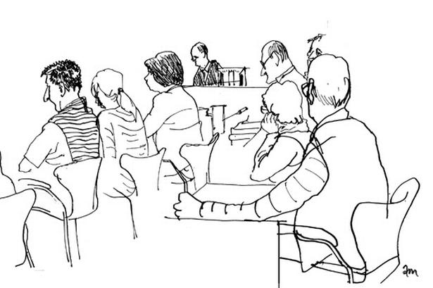 Nævningene. Tegning: Anne-Marie Steen Petersen 