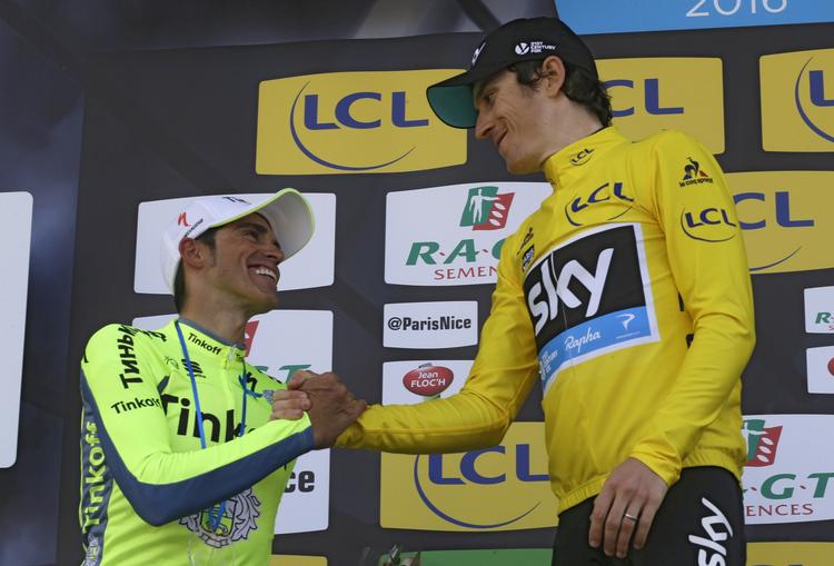 REVANCHE. I Paris-Nice måtte Alberto Contador nøjes med at lykønske Geraing Thomas med sejren, men i Baskerlandet Rundt fik spanieren taget revanche. 