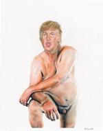Bar. Donald Drump tegnet som Gud skabte ham. Den fulde version af tegningen ses nederst i artiklen. Tegning: Illma Gore 